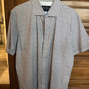Robert Graham Men's Shirt with Black and White Geometric Design